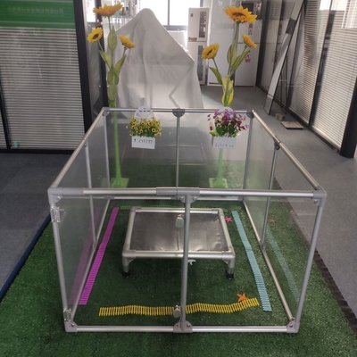 Cercas de animais de estimação dobráveis transparentes de acrílico semicírculo para interiores ou exteriores em estilo DIY