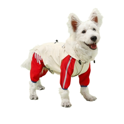 Cão de estimação impermeável refletor de quatro pés casaco de chuva roupa com chapéu para animais pequenos