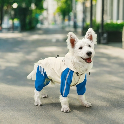 Cão de estimação impermeável refletor de quatro pés casaco de chuva roupa com chapéu para animais pequenos