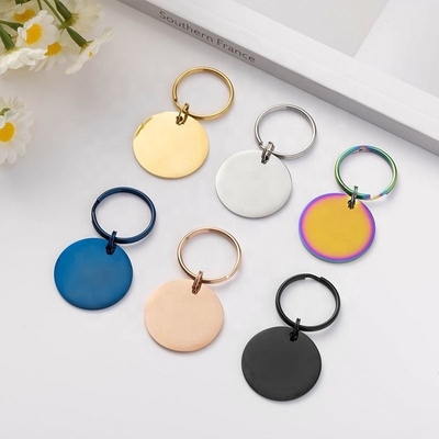 Etiqueta de animal de estimação personalizada Círculo de aço inoxidável gravado Nome de identificação colarinho para cão gato presente