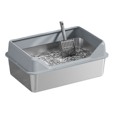 Caixa de lixo para gatos semiautomática de limpeza rápida de tampa e pedestal de aço inoxidável