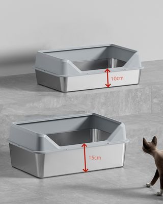 Caixa de lixo para gatos semiautomática de limpeza rápida de tampa e pedestal de aço inoxidável