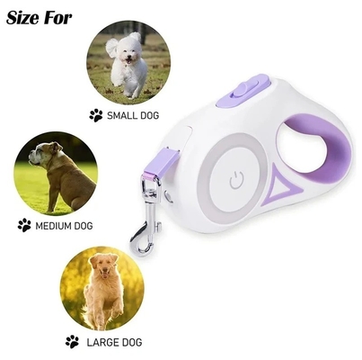 Leia automática para animais de estimação Leia de caminhada para cães retrátil com luz LED de longa duração e ajustável