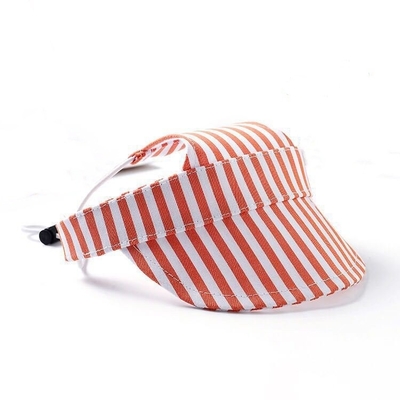 Chapéu de sol de cachorro a riscas Chapéu desportivo de cachorro ajustável para filhotes Cachorros pequenos Chapéu de algodão para animais de estimação