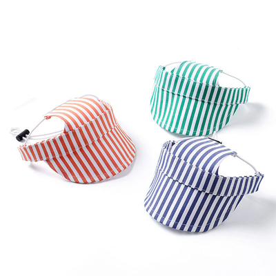 Chapéu de sol de cachorro a riscas Chapéu desportivo de cachorro ajustável para filhotes Cachorros pequenos Chapéu de algodão para animais de estimação