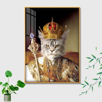 Arte mural de retrato de animais de estimação em moldura de liga de alumínio personalizada para sala de estar