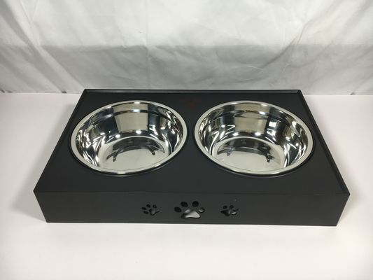 Cachoeiras duplas de aço inoxidável preto para cães grandes sem derramamento antiderrapagem de altura ajustável Proteção cervical