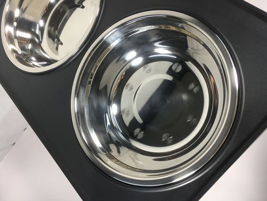 Cachoeiras duplas de aço inoxidável preto para cães grandes sem derramamento antiderrapagem de altura ajustável Proteção cervical