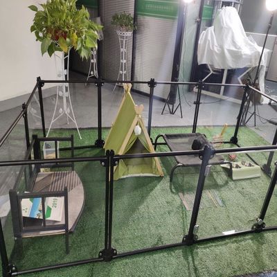Fábrica Luxury Acrylic Aluminium Desmontável Pet Playpen Cat Kennel House Dog Fence Pen Transparente Cartão Customizado Logotipo Botão