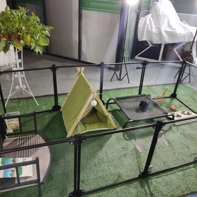 Pet Playpen Cat Kennel House Dog Fence Pen Pequenos Animais Botão de fechamento Alumínio acrílico