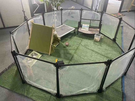 Alumínio Floding Pet Playpen Cachoeira de exercícios para cães 12 painéis Preto 65 x 91 cm padrão sólido