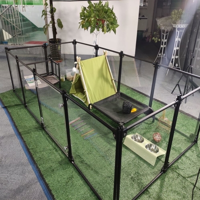 Padrão de animais Alumínio Dobragem Pet Playpen Kennel 12 painéis Preto 65 x 91 cm para cães