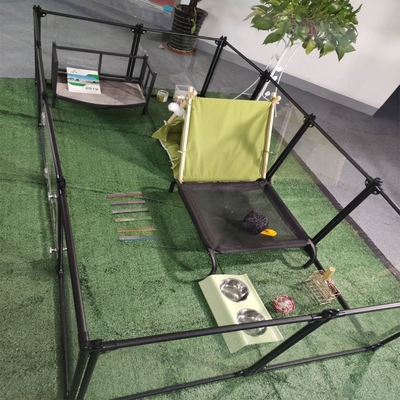 Padrão de animais Alumínio Dobragem Pet Playpen Kennel 12 painéis Preto 65 x 91 cm para cães