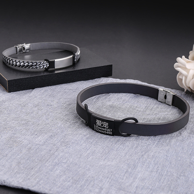 40 HQ Loading 168 Sets Personalizável Etiqueta de silicone animal de estimação pendurada com logotipo de aço inoxidável