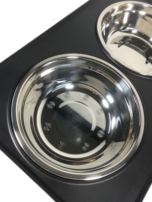 NO tempo de configuração de elevador de animais de estimação mesa de aço inoxidável caneca tigela de beber mesa de alimentação ajustavel tigela