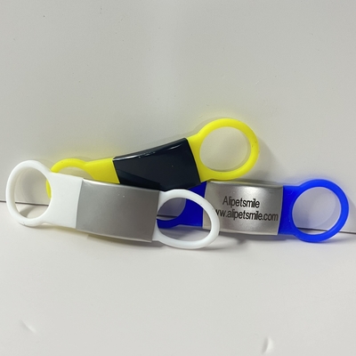 Cães Slide de silicone em tags de cães em branco de aço inoxidável Pet ID Tag com logotipo laser personalizado