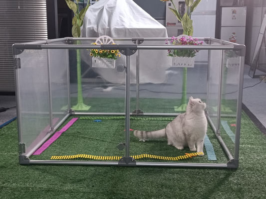 Padrão personalizado cerca de cão portavel dobrável playpen animal de estimação com painéis de acrílico removíveis