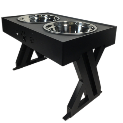 Tabela de elevação de animais de estimação preta Tabela de bebida para cães de aço inoxidável Tabela de alimentação ajustável 45*26*28cm
