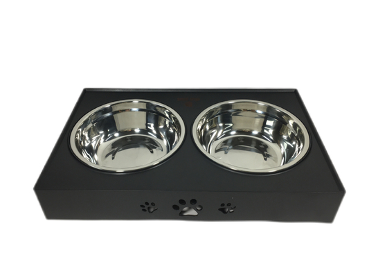 Tabela de elevação de animais de estimação preta Tabela de bebida para cães de aço inoxidável Tabela de alimentação ajustável 45*26*28cm