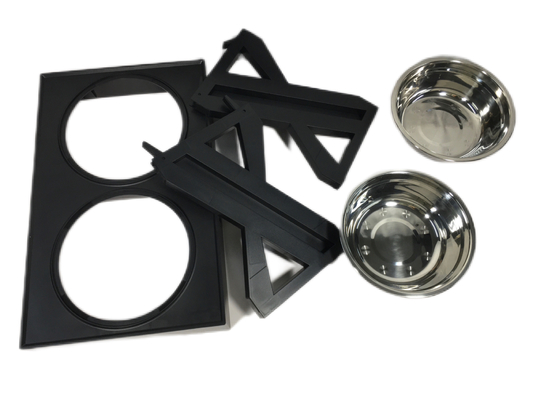 Tabela de elevação de animais de estimação preta Tabela de bebida para cães de aço inoxidável Tabela de alimentação ajustável 45*26*28cm