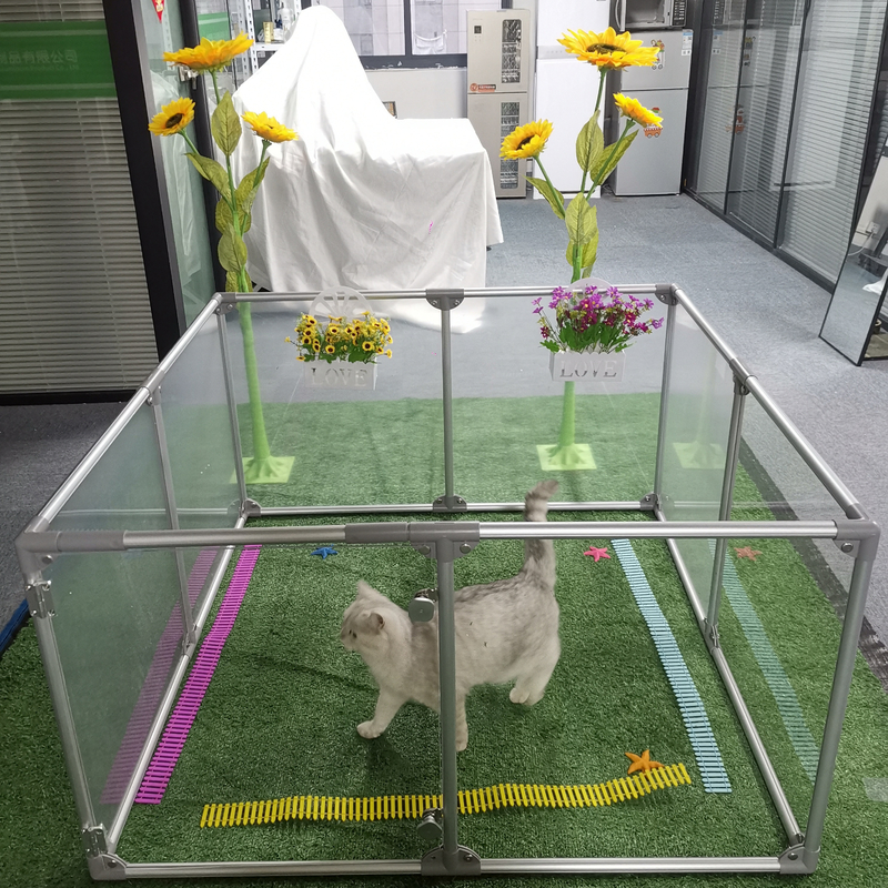 Cercas de animais de estimação dobráveis transparentes de acrílico semicírculo para interiores ou exteriores em estilo DIY