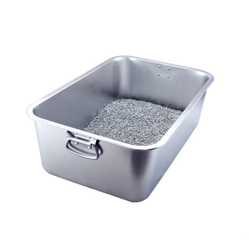 Cat Toliet Bacia de aço inoxidável sustentável para limpeza fácil e banquinho confortável