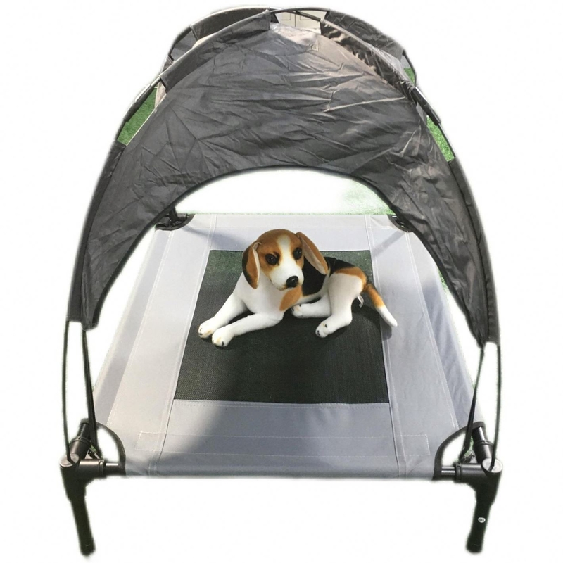 Cama de cão exterior interior com arrefecimento berço de ar elevado e tenda de sombra de dossel removível