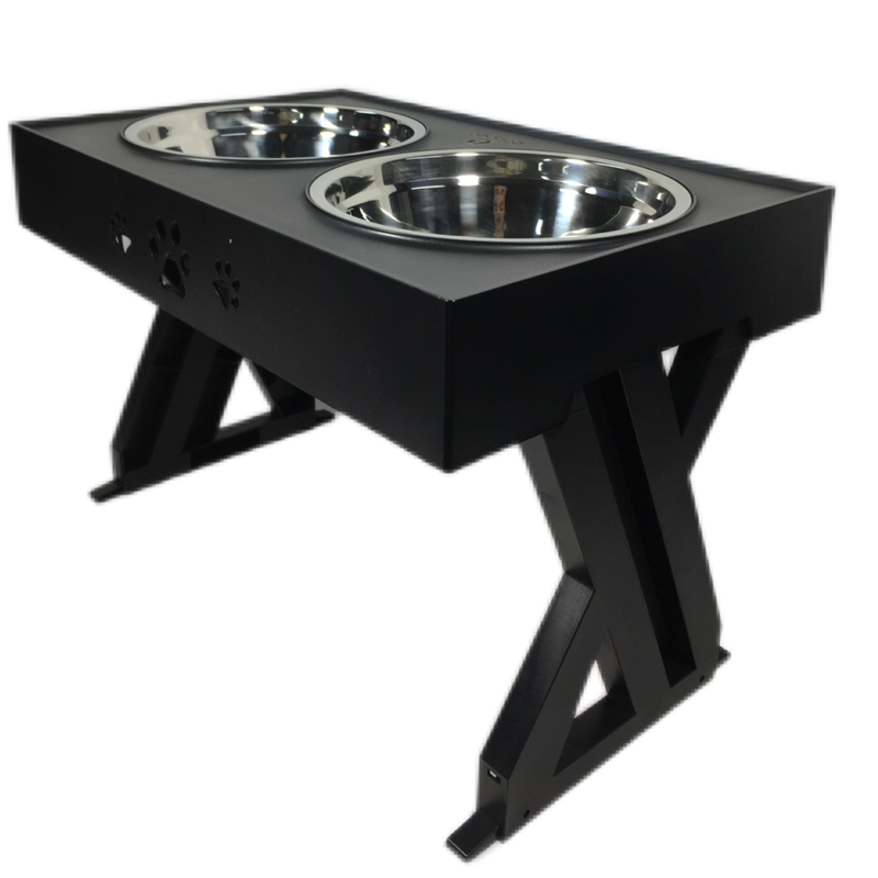Tabela de elevação de animais de estimação preta Tabela de bebida para cães de aço inoxidável Tabela de alimentação ajustável 45*26*28cm